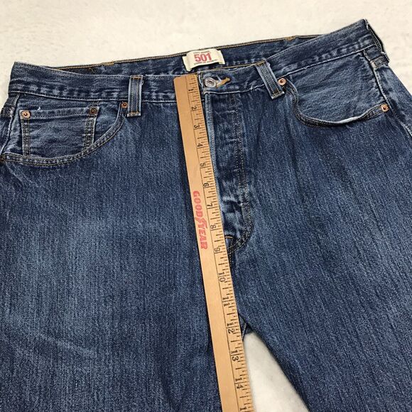 Y2K LEVIS 501 Jean Men 36X32 (38/34 tag) Button Fly Medium Wash Straight Leg - Picture 7 of 16